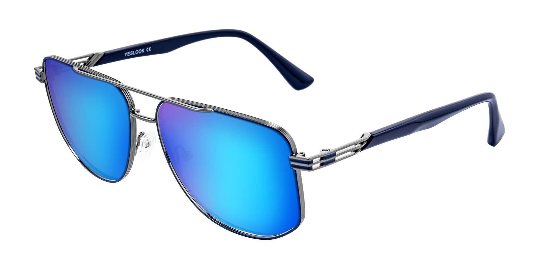 Angle of Lovonin in Gunmetal/Blue with Blue Mirrored Lenses