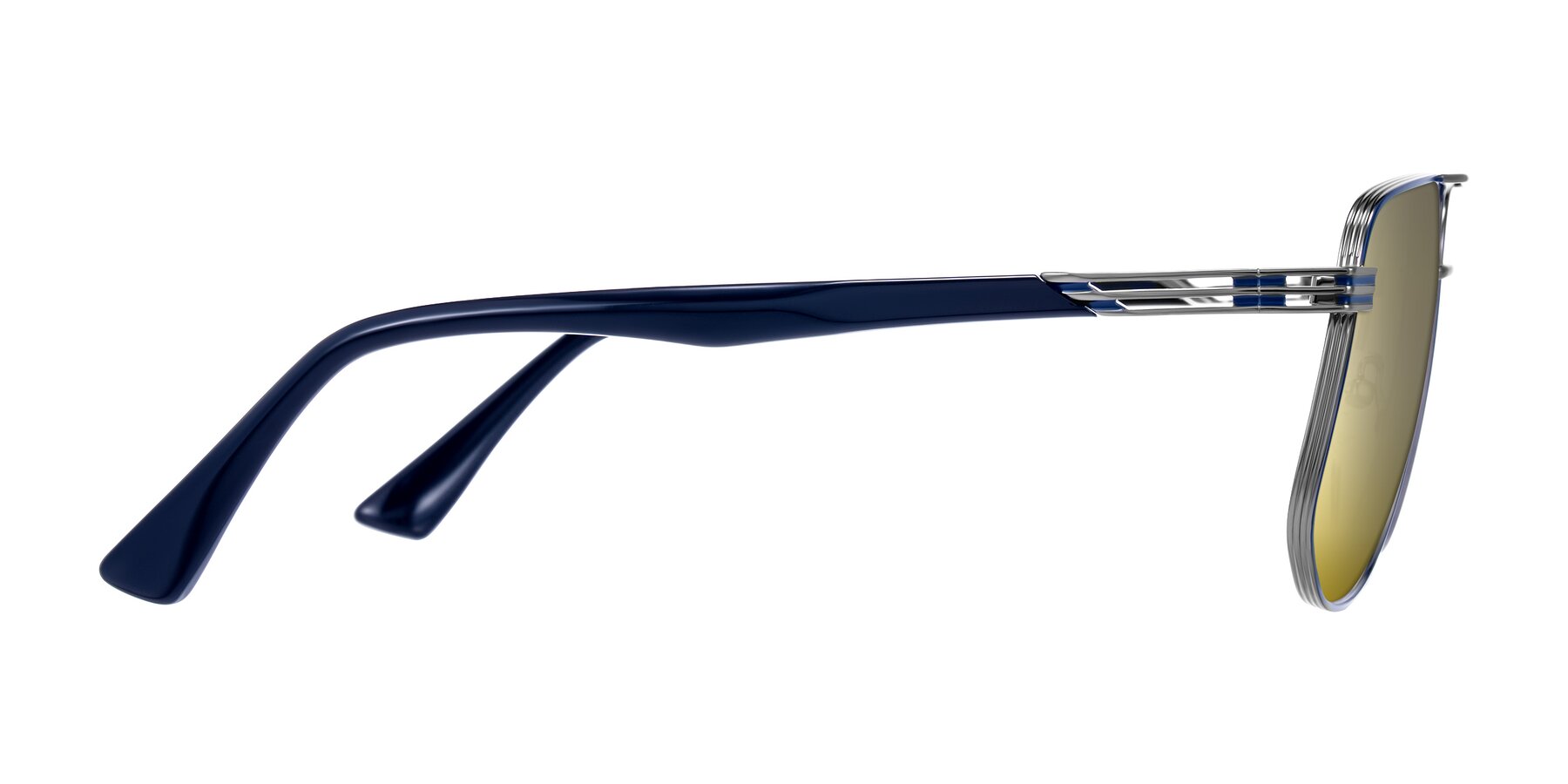 Side of Lovonin in Gunmetal/Blue with Gold Mirrored Lenses