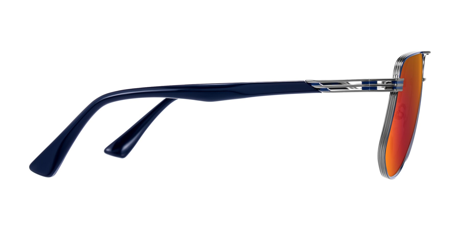 Side of Lovonin in Gunmetal/Blue with Red Gold Mirrored Lenses