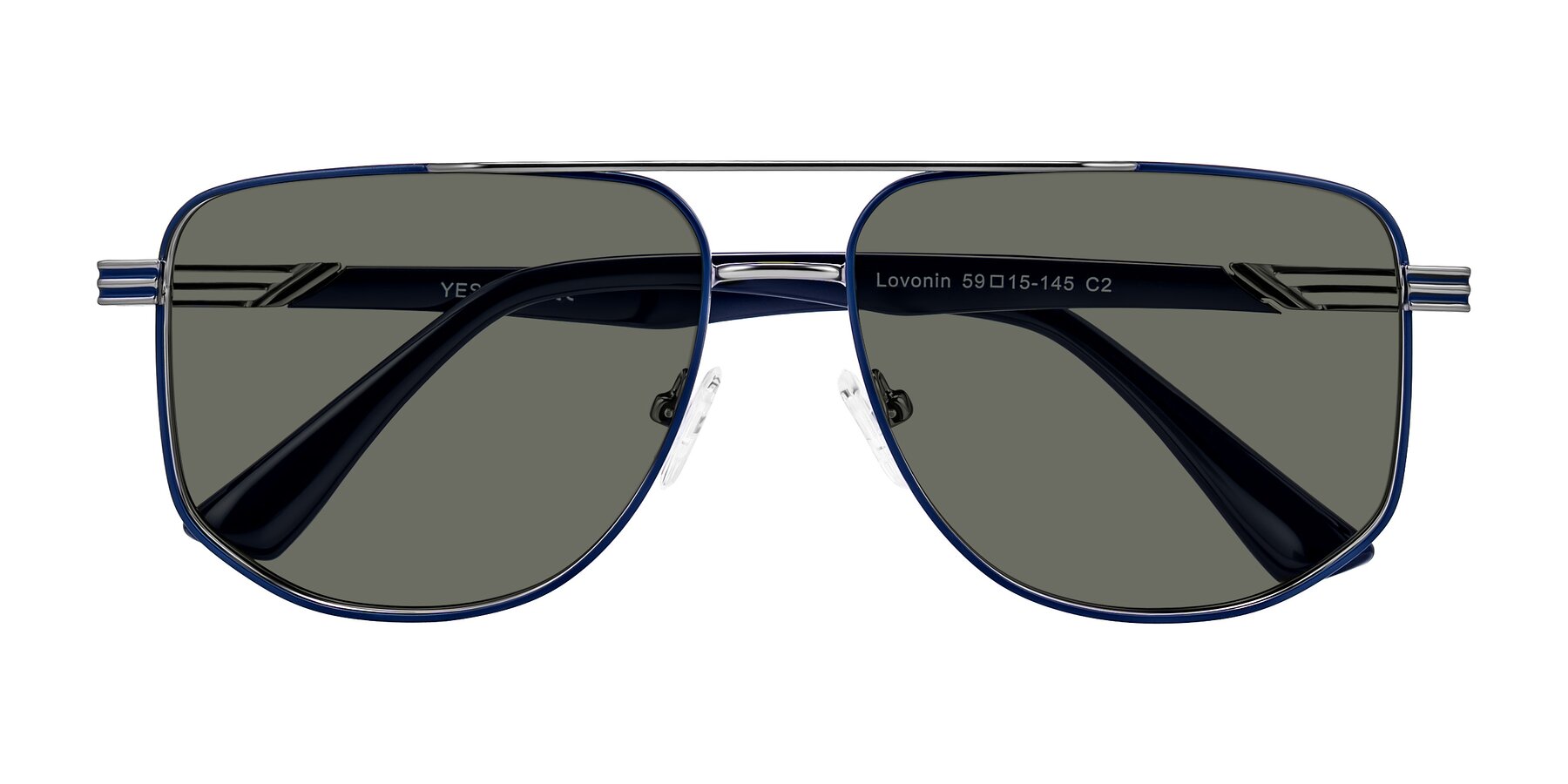 Folded Front of Lovonin in Gunmetal/Blue with Gray Polarized Lenses
