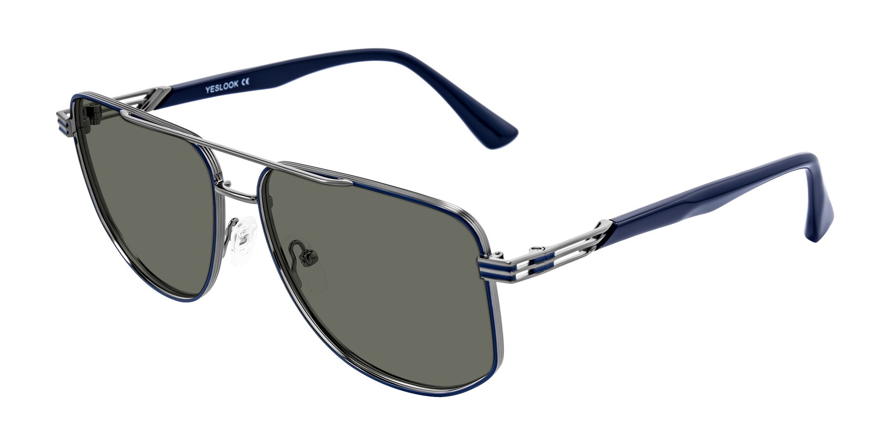 Angle of Lovonin in Gunmetal/Blue with Gray Polarized Lenses