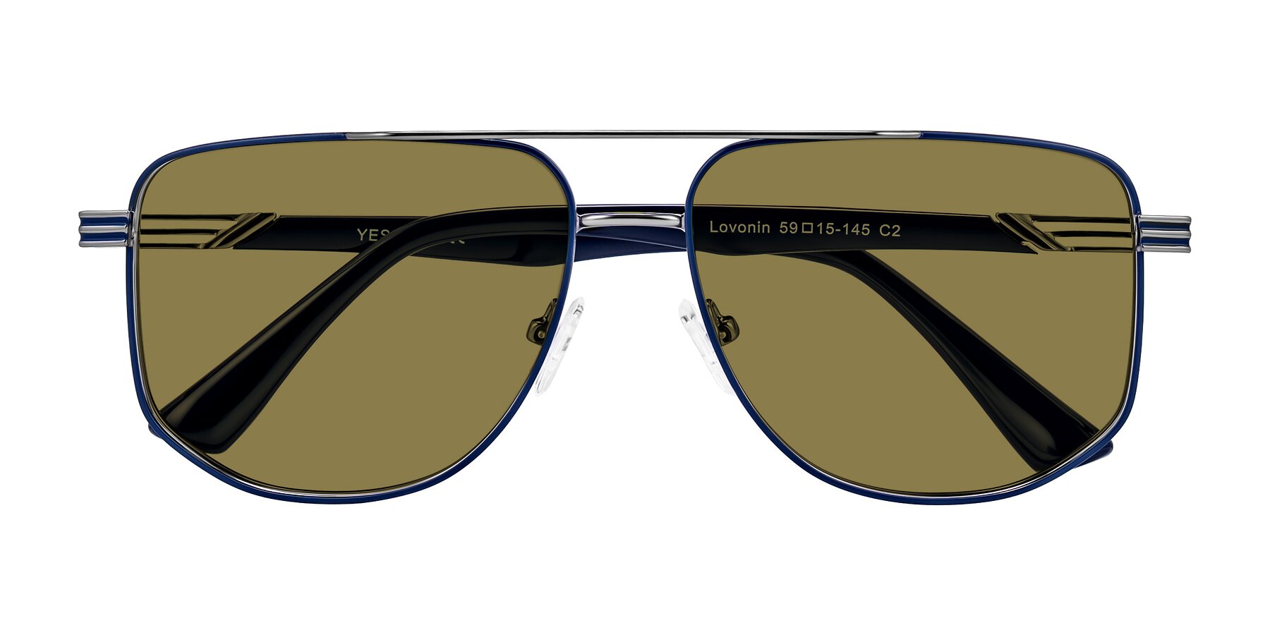 Folded Front of Lovonin in Gunmetal/Blue with Brown Polarized Lenses