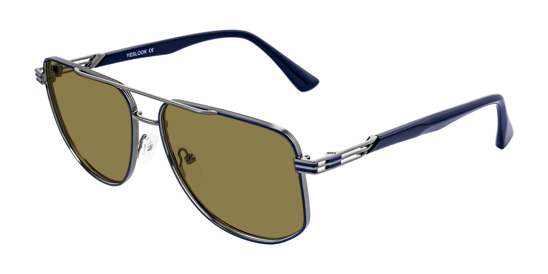 Angle of Lovonin in Gunmetal/Blue with Brown Polarized Lenses