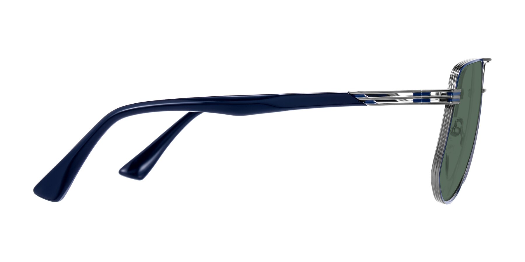 Side of Lovonin in Gunmetal/Blue with Green Polarized Lenses