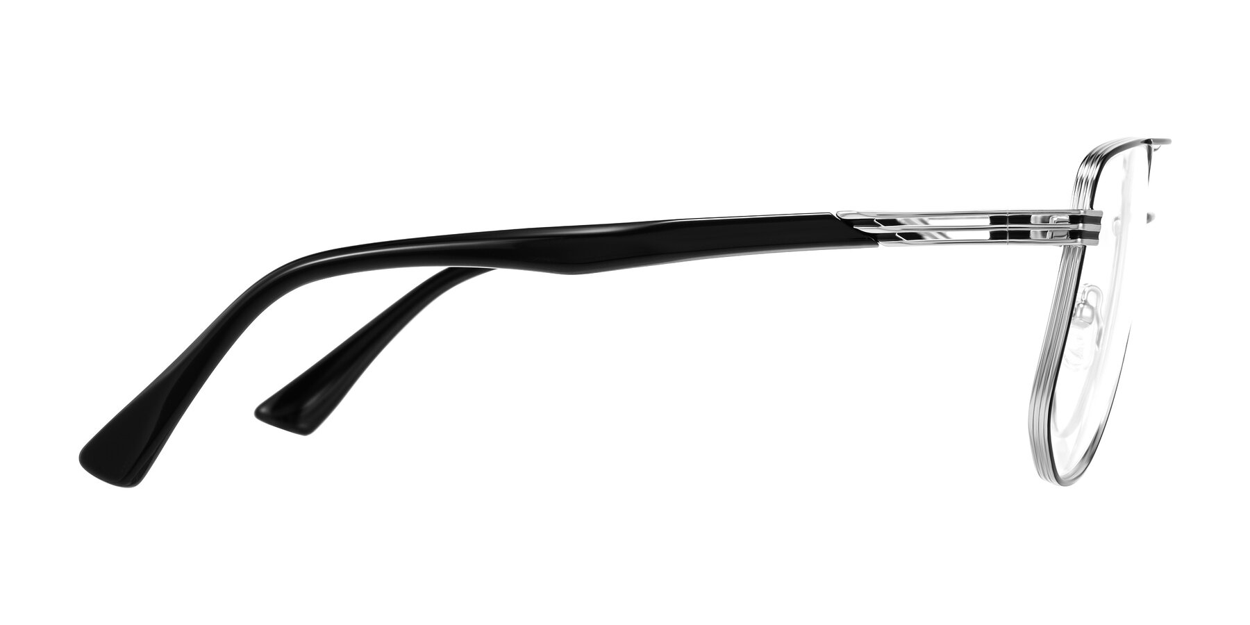 Side of Lovonin in Chrome/Black with Clear Eyeglass Lenses