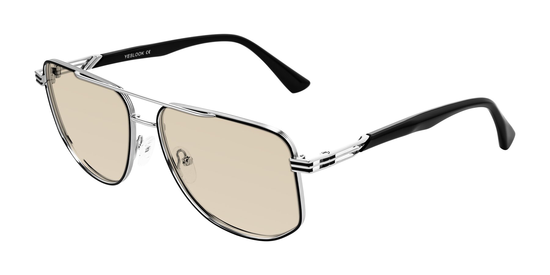 Angle of Lovonin in Chrome/Black with Light Brown Tinted Lenses