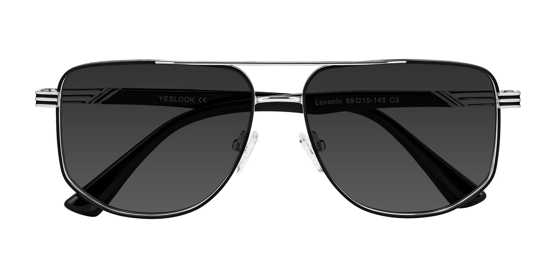 Folded Front of Lovonin in Chrome/Black with Gray Tinted Lenses