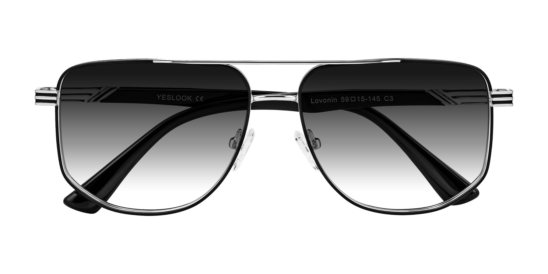 Folded Front of Lovonin in Chrome/Black with Gray Gradient Lenses