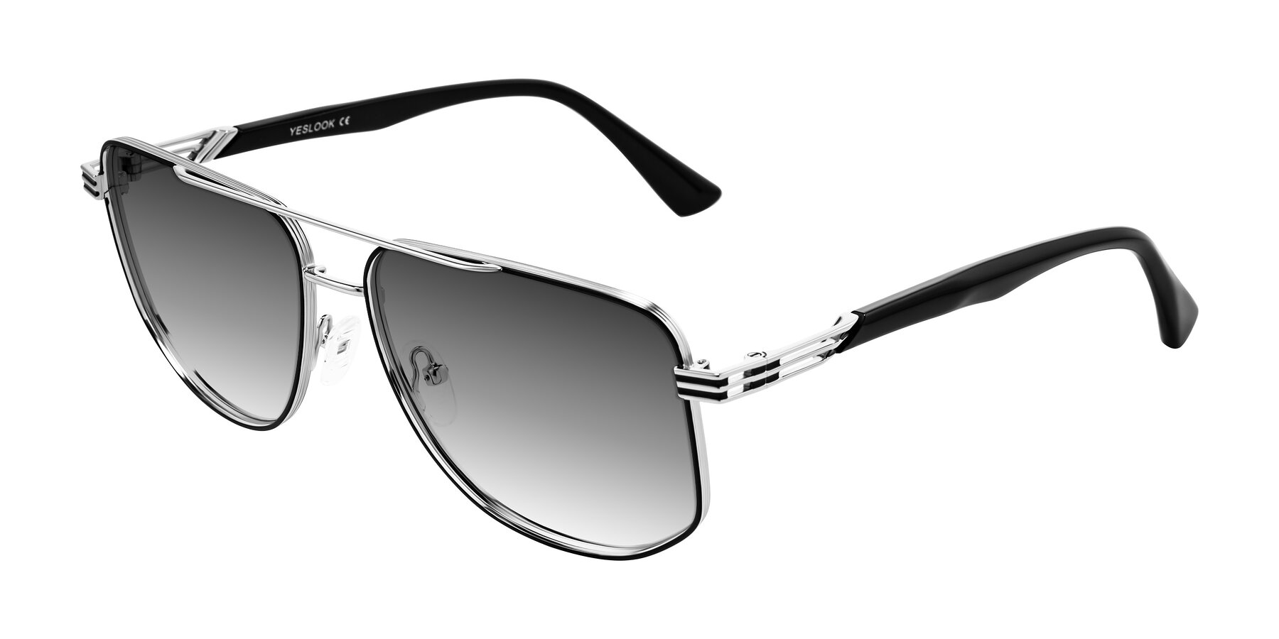 Angle of Lovonin in Chrome/Black with Gray Gradient Lenses