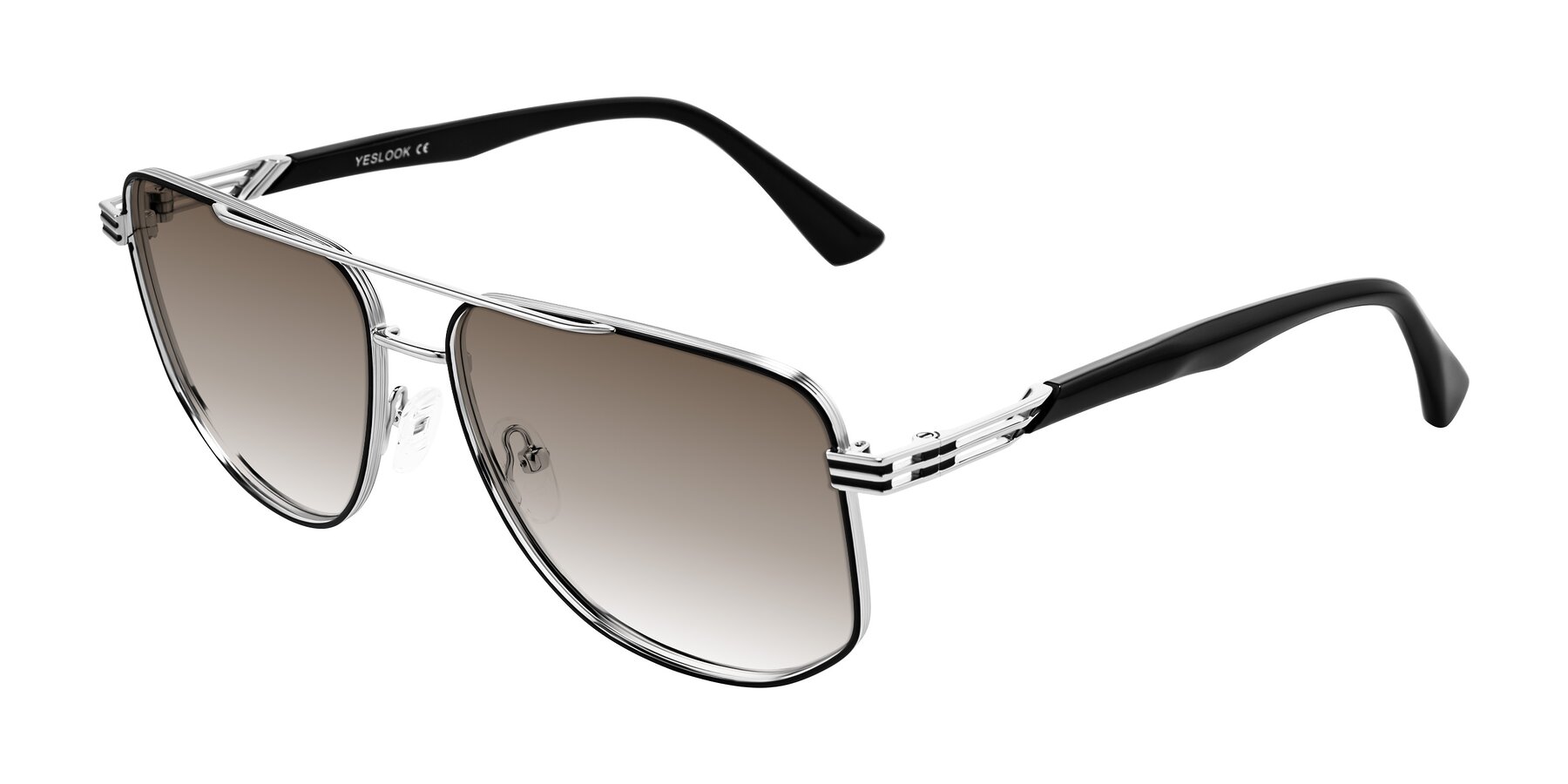 Angle of Lovonin in Chrome/Black with Brown Gradient Lenses