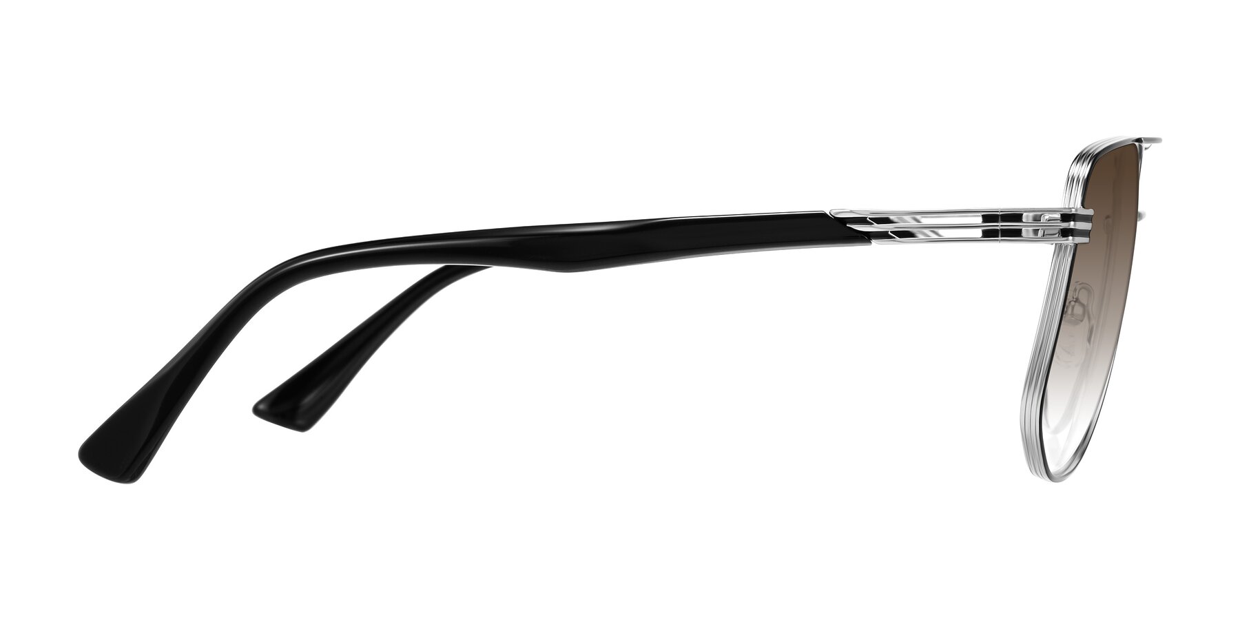 Side of Lovonin in Chrome/Black with Brown Gradient Lenses