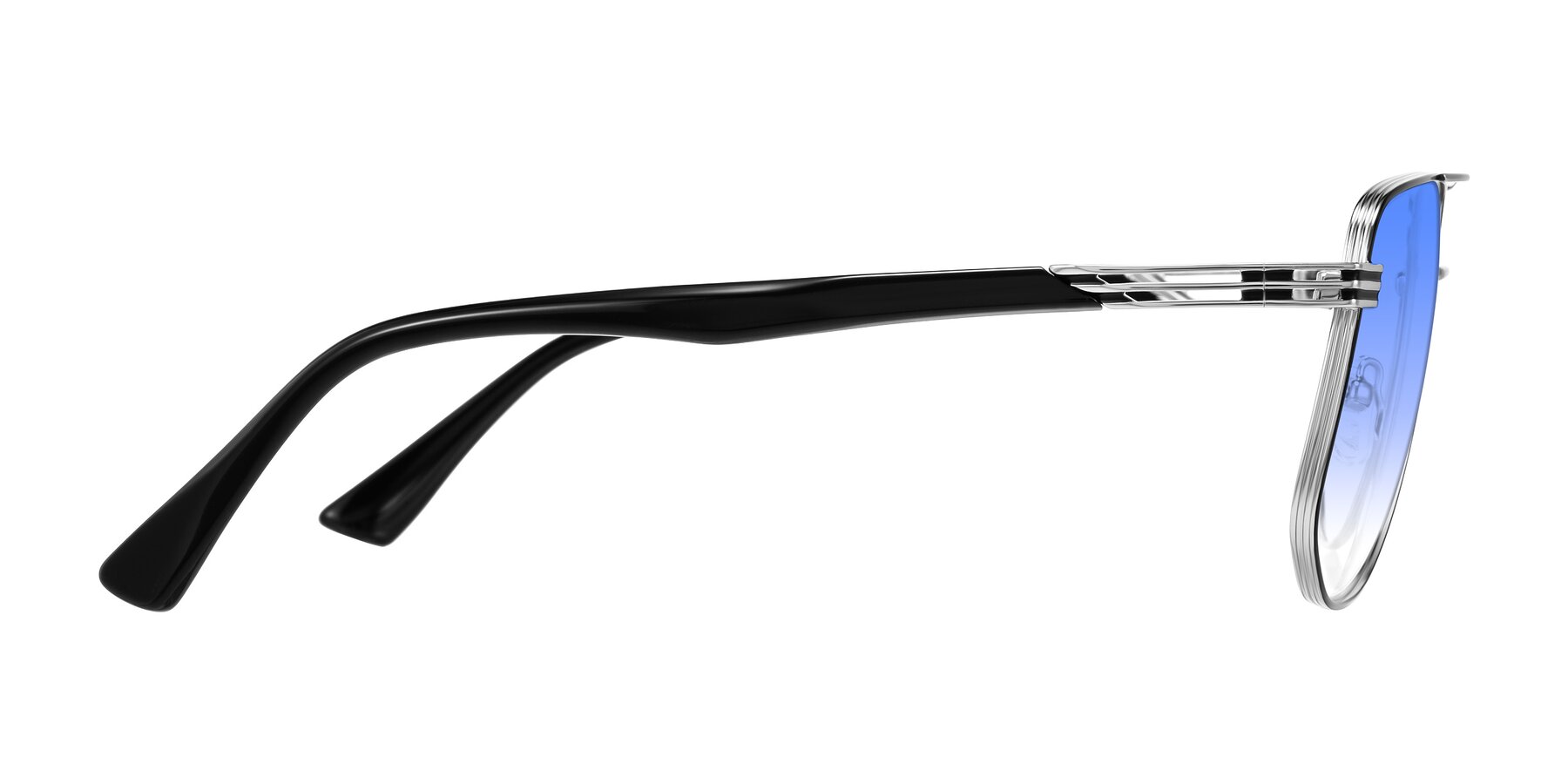 Side of Lovonin in Chrome/Black with Blue Gradient Lenses