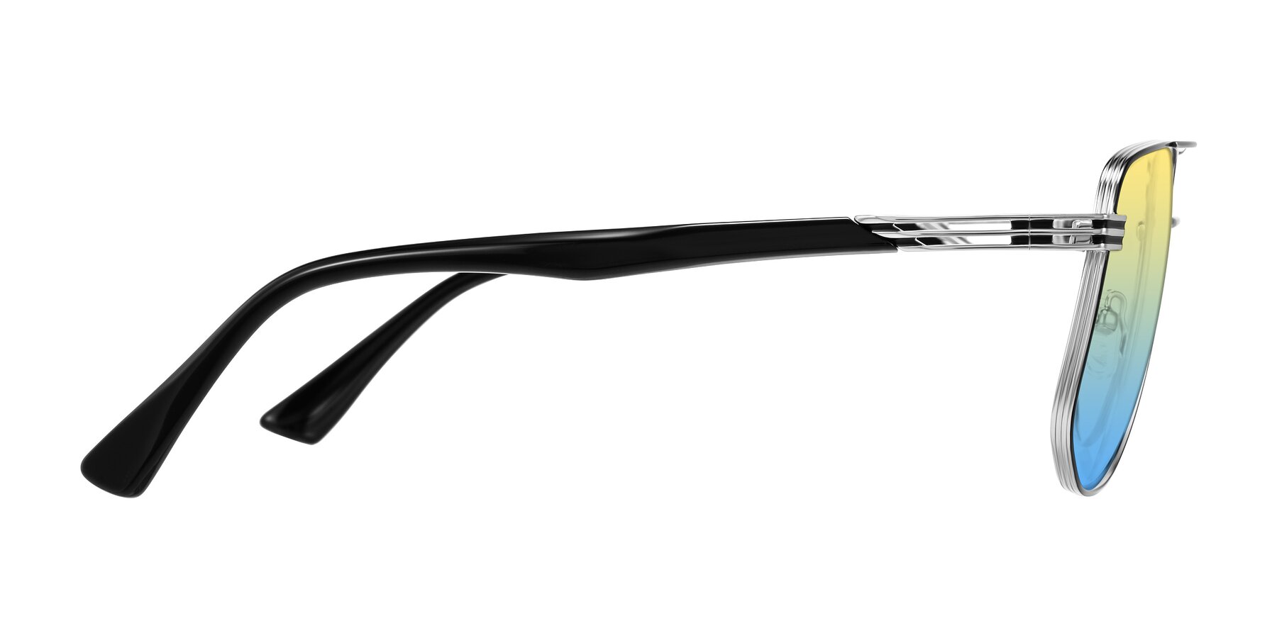Side of Lovonin in Chrome/Black with Yellow / Blue Gradient Lenses