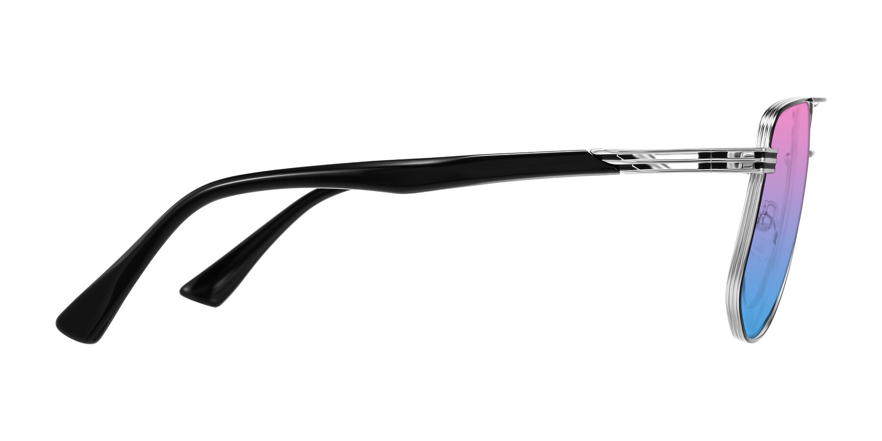 Side of Lovonin in Chrome/Black with Pink / Blue Gradient Lenses