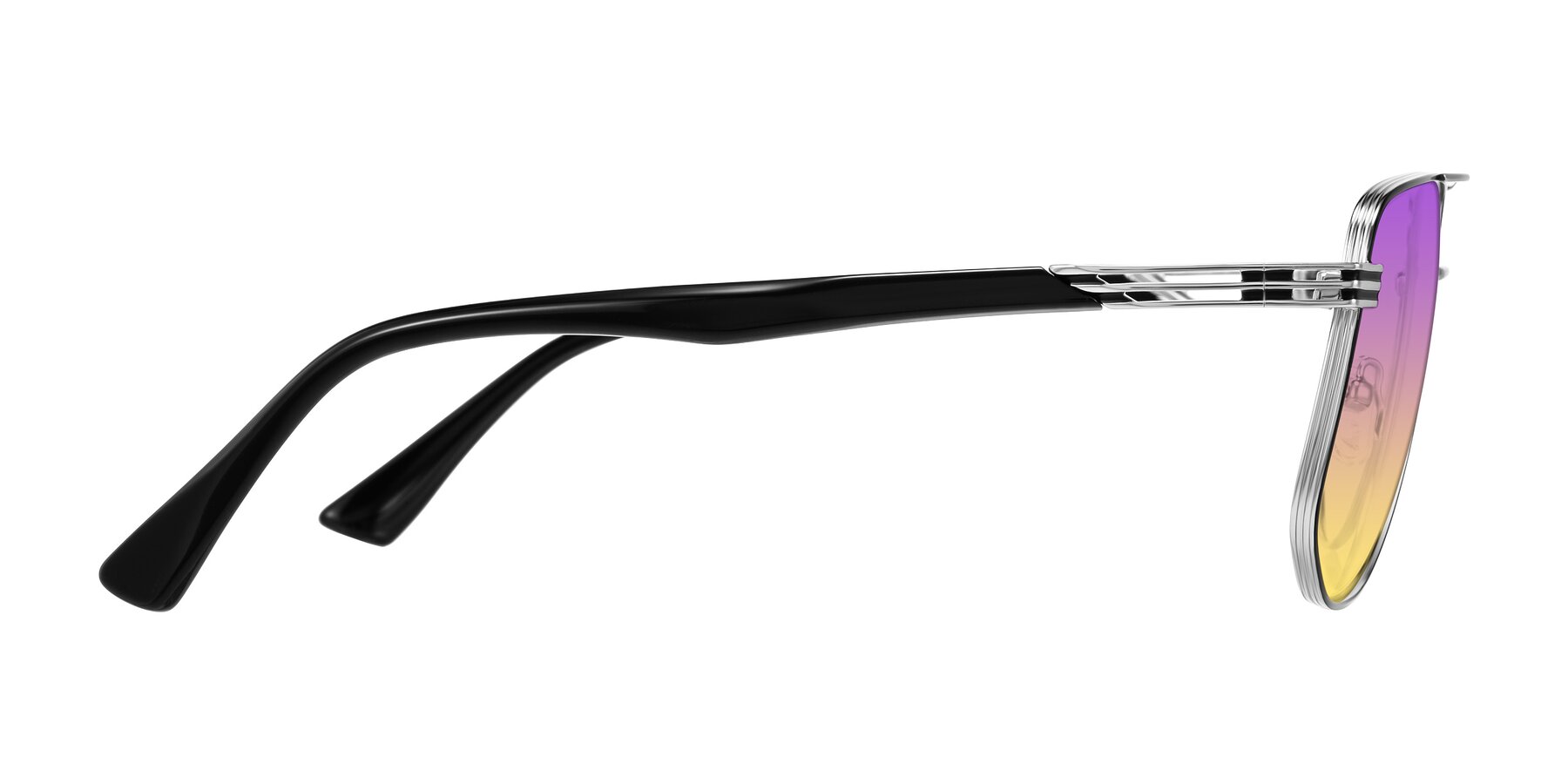 Side of Lovonin in Chrome/Black with Purple / Yellow Gradient Lenses