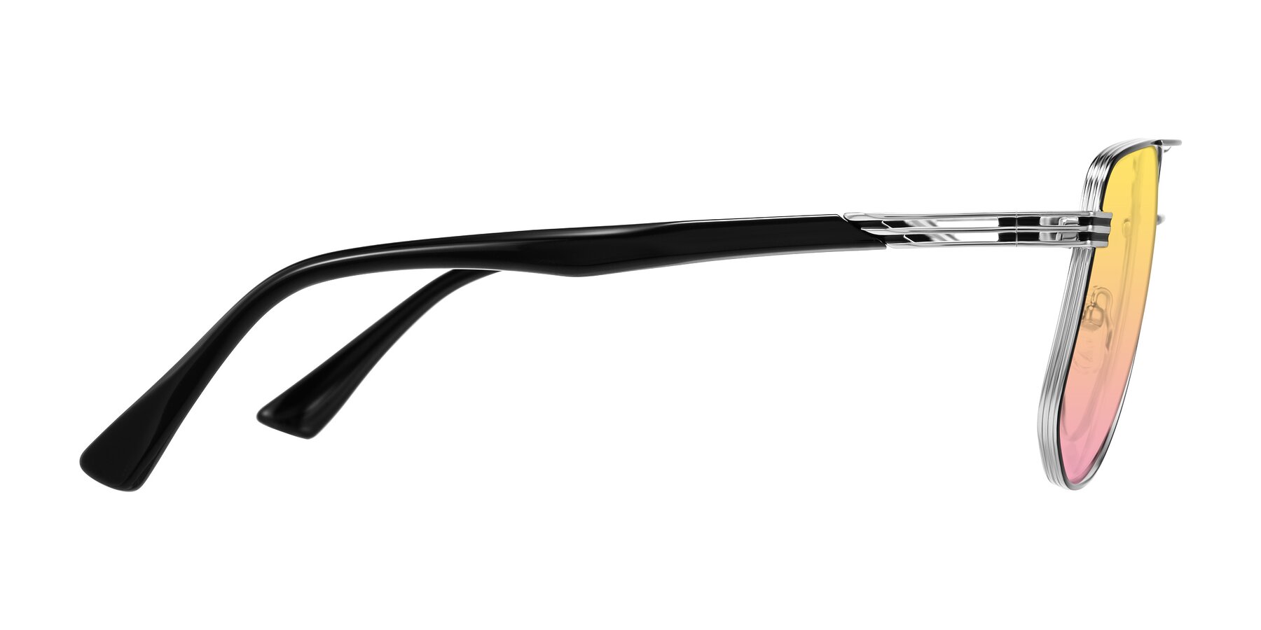 Side of Lovonin in Chrome/Black with Yellow / Pink Gradient Lenses