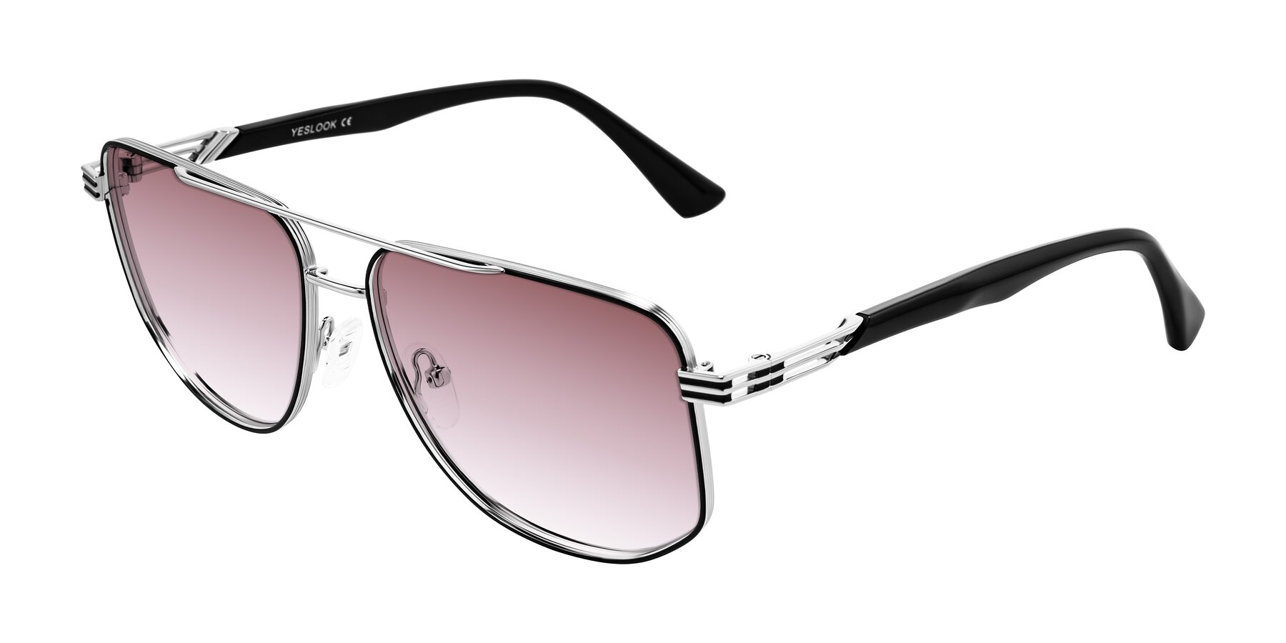 Angle of Lovonin in Chrome/Black with Garnet Gradient Lenses