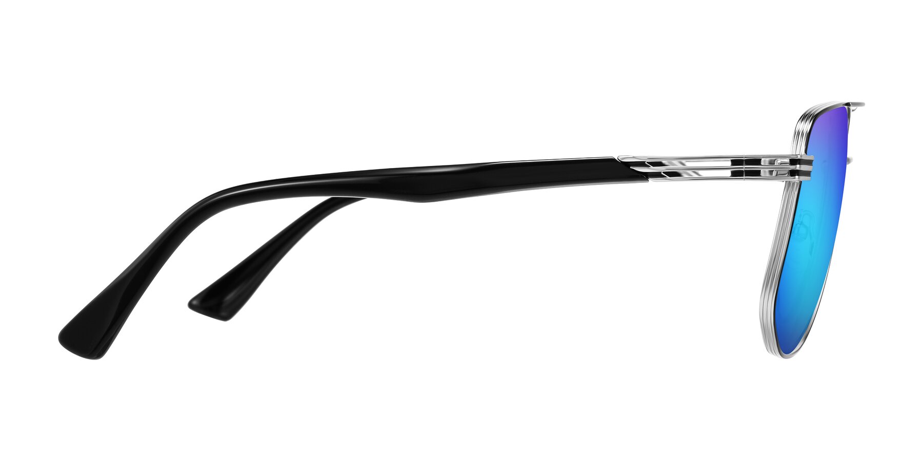 Side of Lovonin in Chrome/Black with Blue Mirrored Lenses