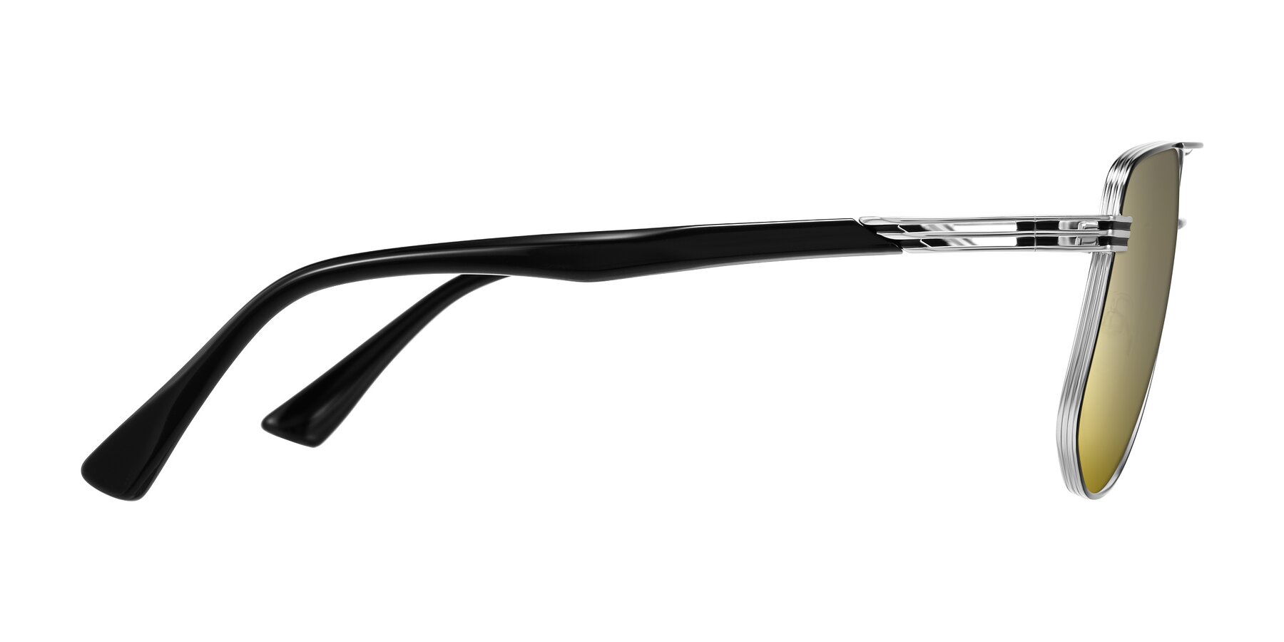 Side of Lovonin in Chrome/Black with Gold Mirrored Lenses