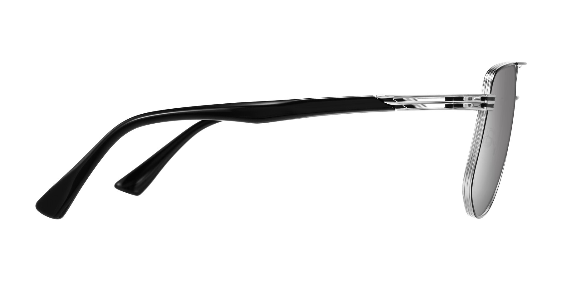 Side of Lovonin in Chrome/Black with Silver Mirrored Lenses