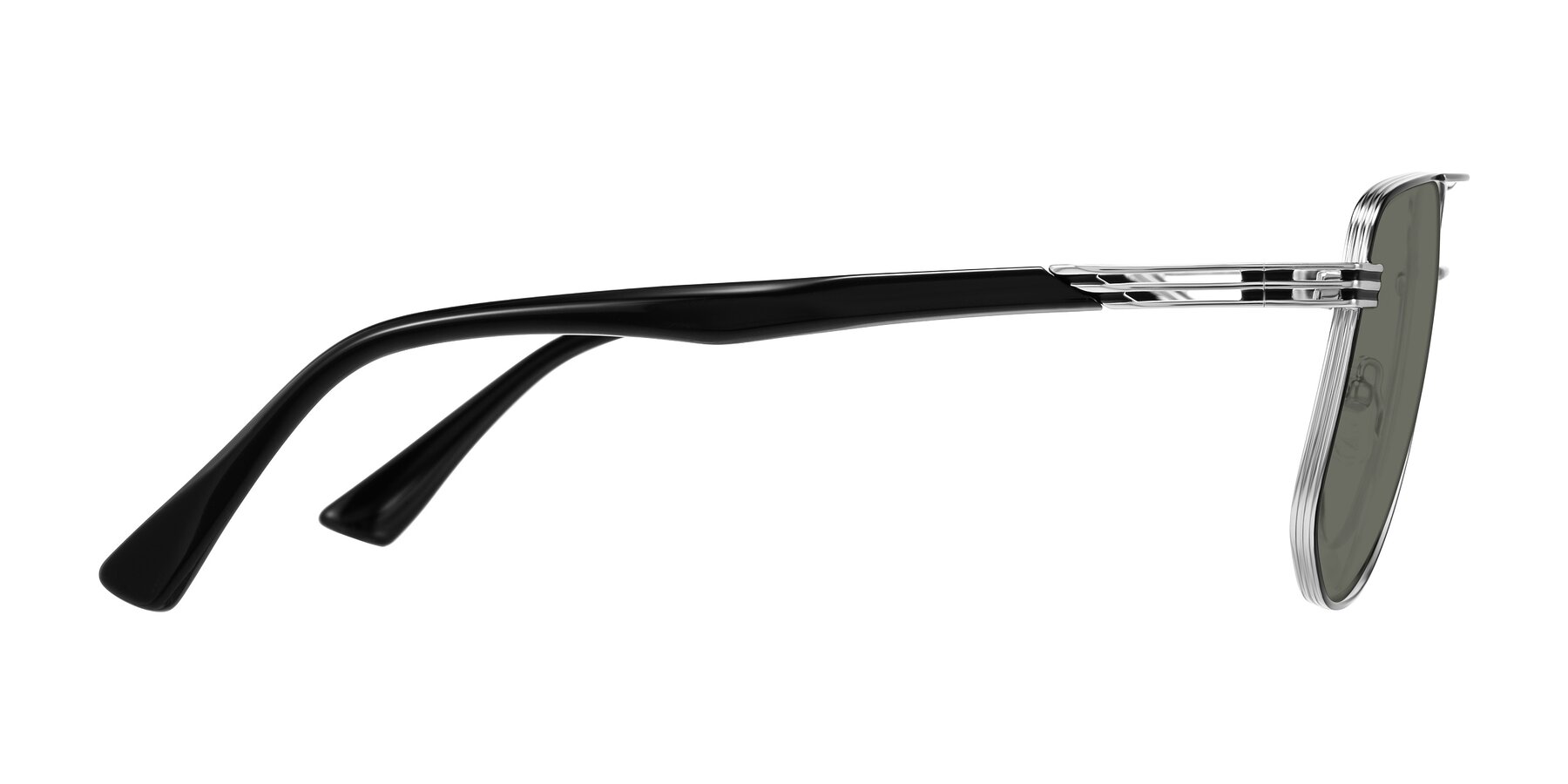 Side of Lovonin in Chrome/Black with Gray Polarized Lenses