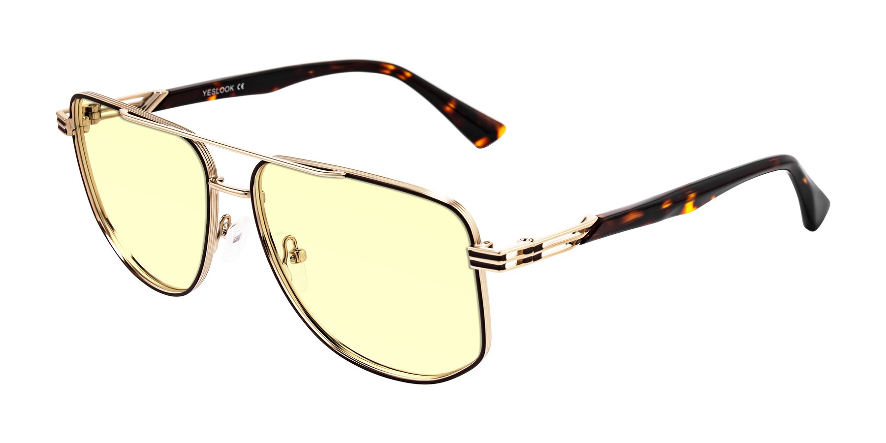 Angle of Lovonin in Gold/Tortoise with Light Yellow Tinted Lenses