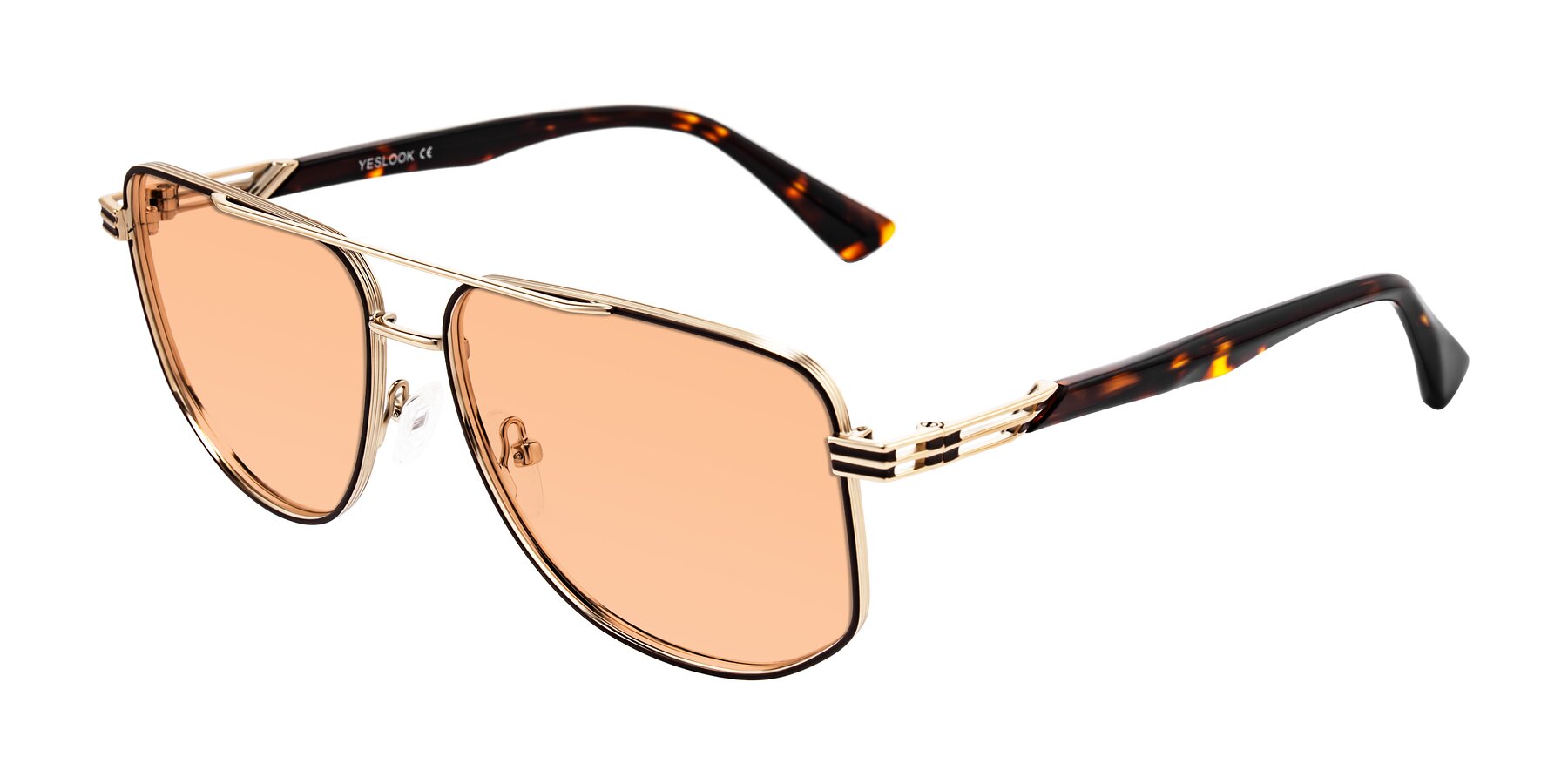 Angle of Lovonin in Gold/Tortoise with Light Orange Tinted Lenses