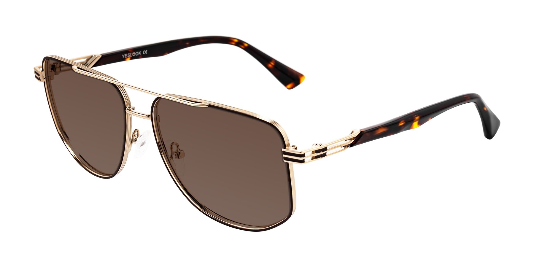 Angle of Lovonin in Gold/Tortoise with Brown Tinted Lenses