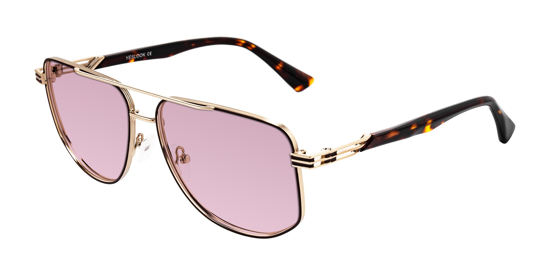 Angle of Lovonin in Gold/Tortoise with Light Wine Tinted Lenses