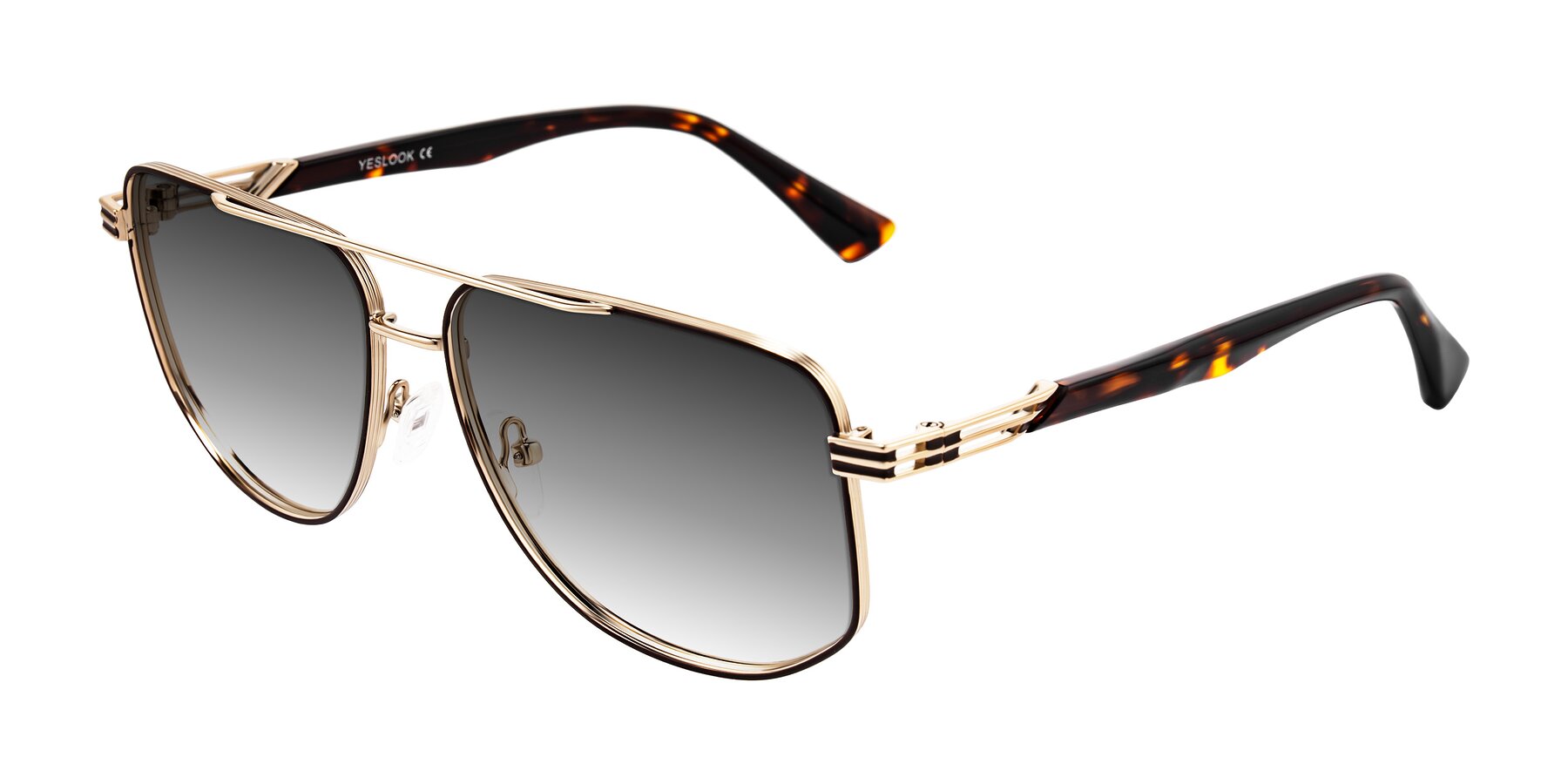 Angle of Lovonin in Gold/Tortoise with Gray Gradient Lenses