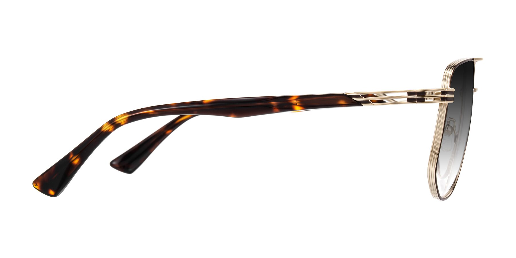 Side of Lovonin in Gold/Tortoise with Gray Gradient Lenses