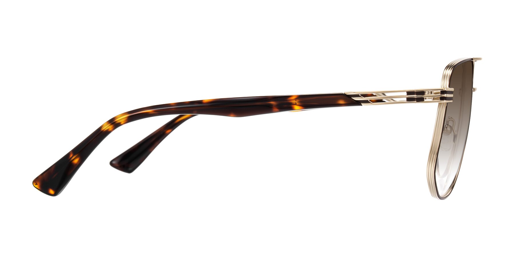 Side of Lovonin in Gold/Tortoise with Brown Gradient Lenses