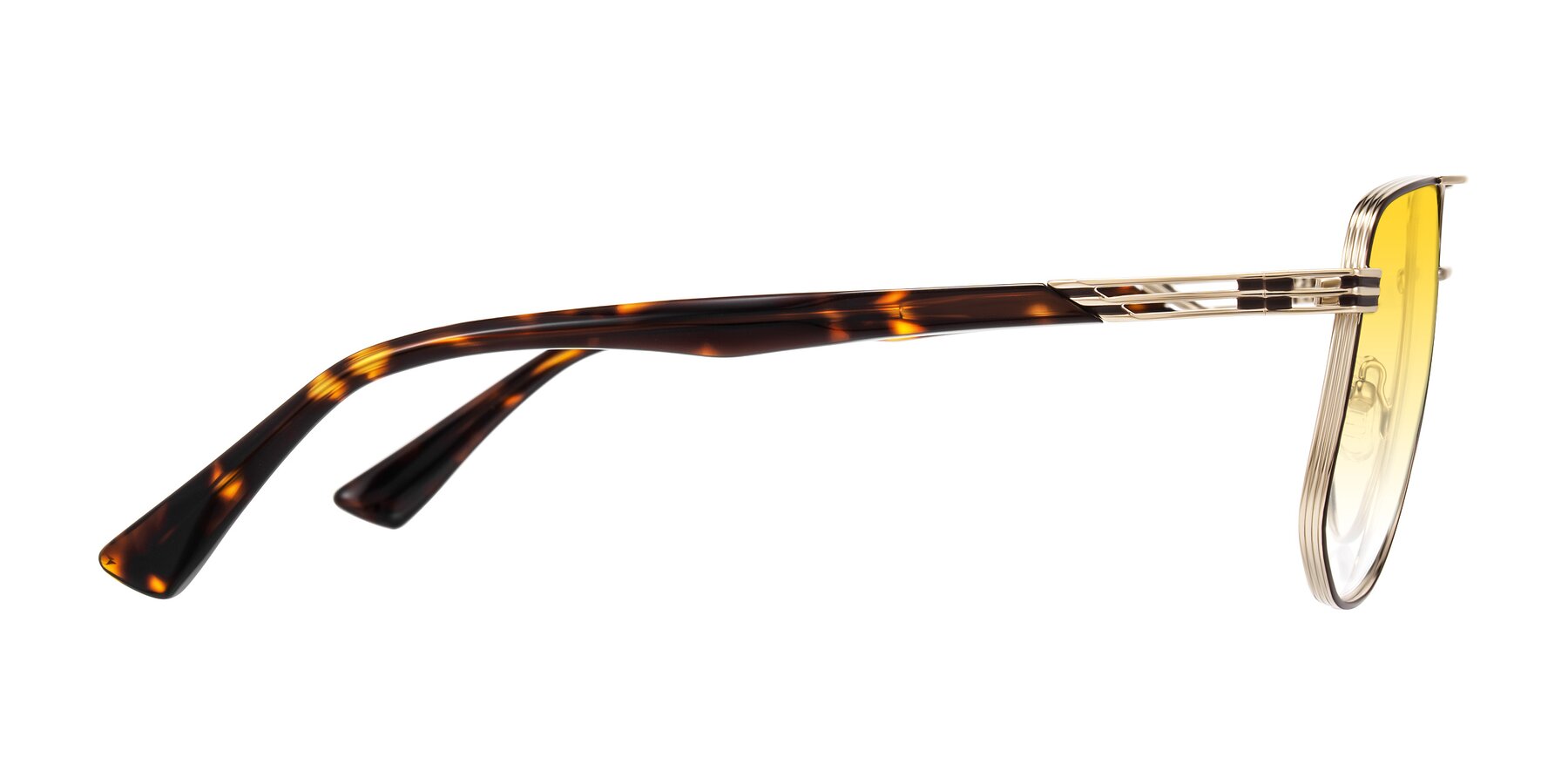 Side of Lovonin in Gold/Tortoise with Yellow Gradient Lenses