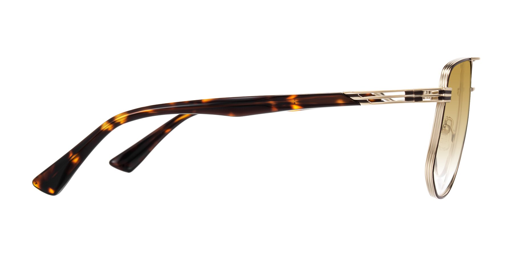 Side of Lovonin in Gold/Tortoise with Champagne Gradient Lenses