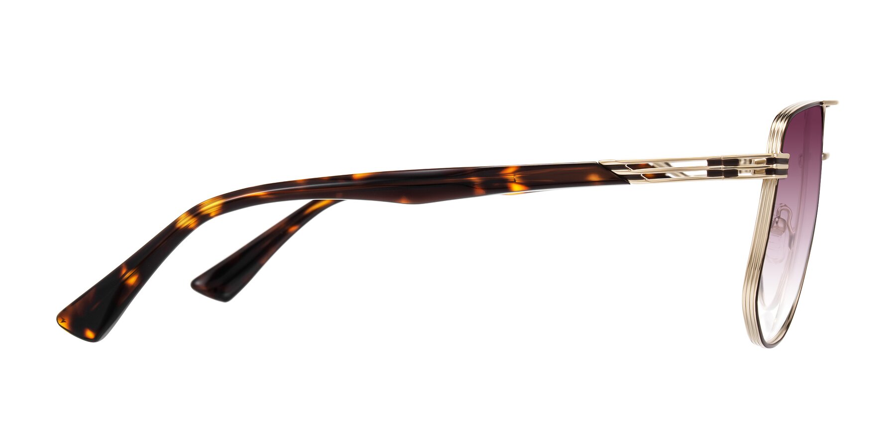 Side of Lovonin in Gold/Tortoise with Wine Gradient Lenses