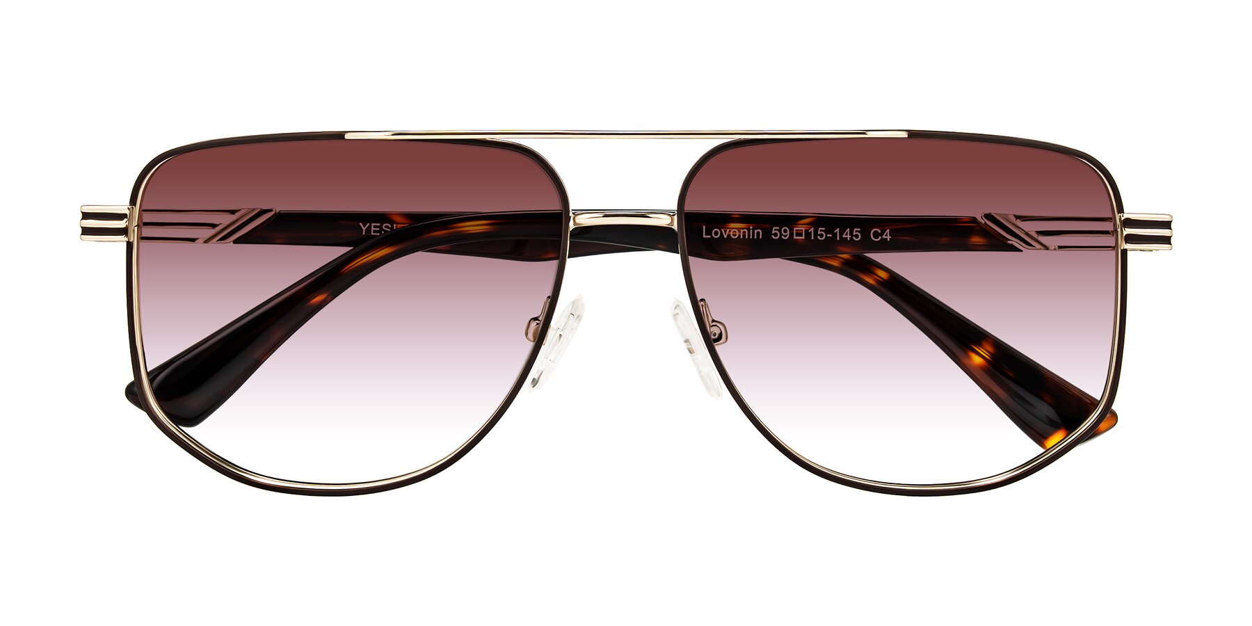 Folded Front of Lovonin in Gold/Tortoise with Garnet Gradient Lenses