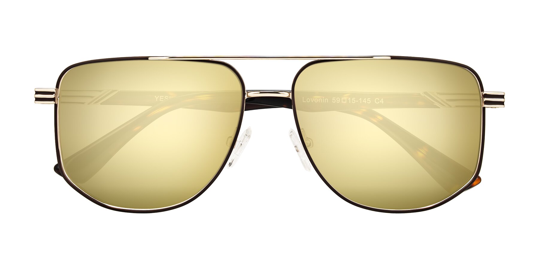 Folded Front of Lovonin in Gold/Tortoise with Gold Mirrored Lenses