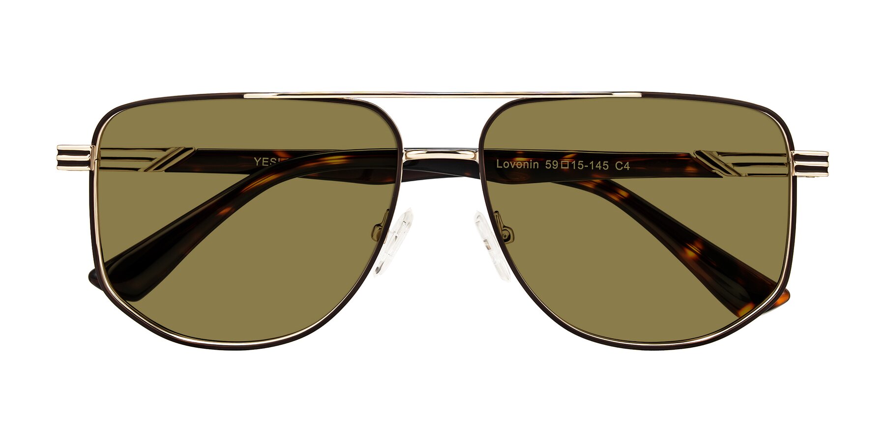 Folded Front of Lovonin in Gold/Tortoise with Brown Polarized Lenses