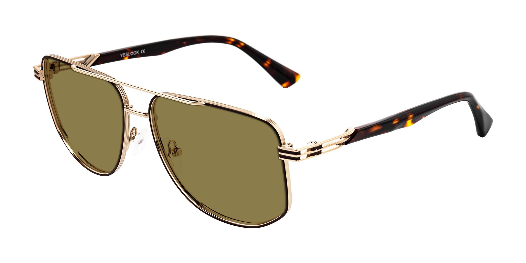 Angle of Lovonin in Gold/Tortoise with Brown Polarized Lenses