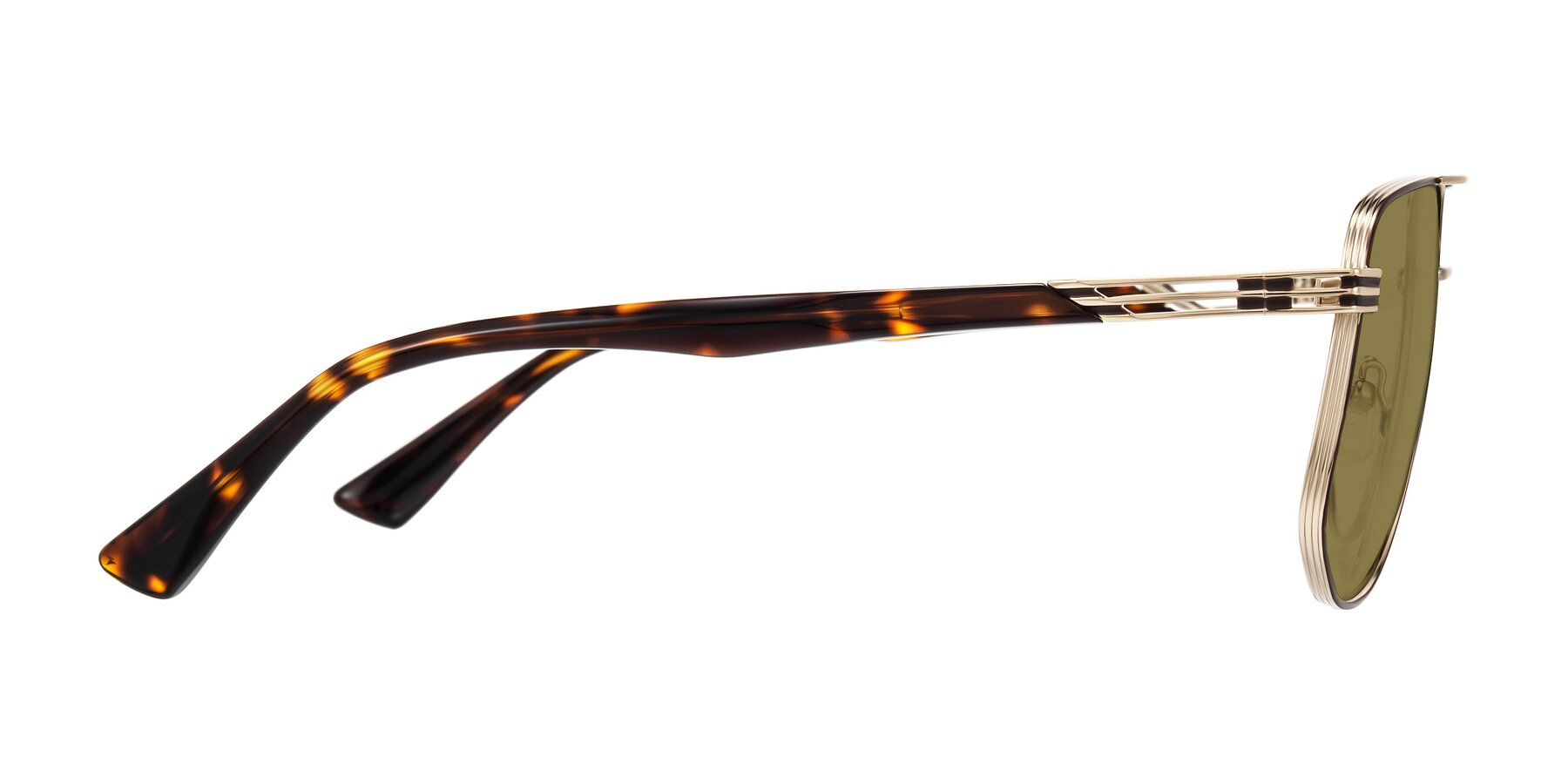 Side of Lovonin in Gold/Tortoise with Brown Polarized Lenses
