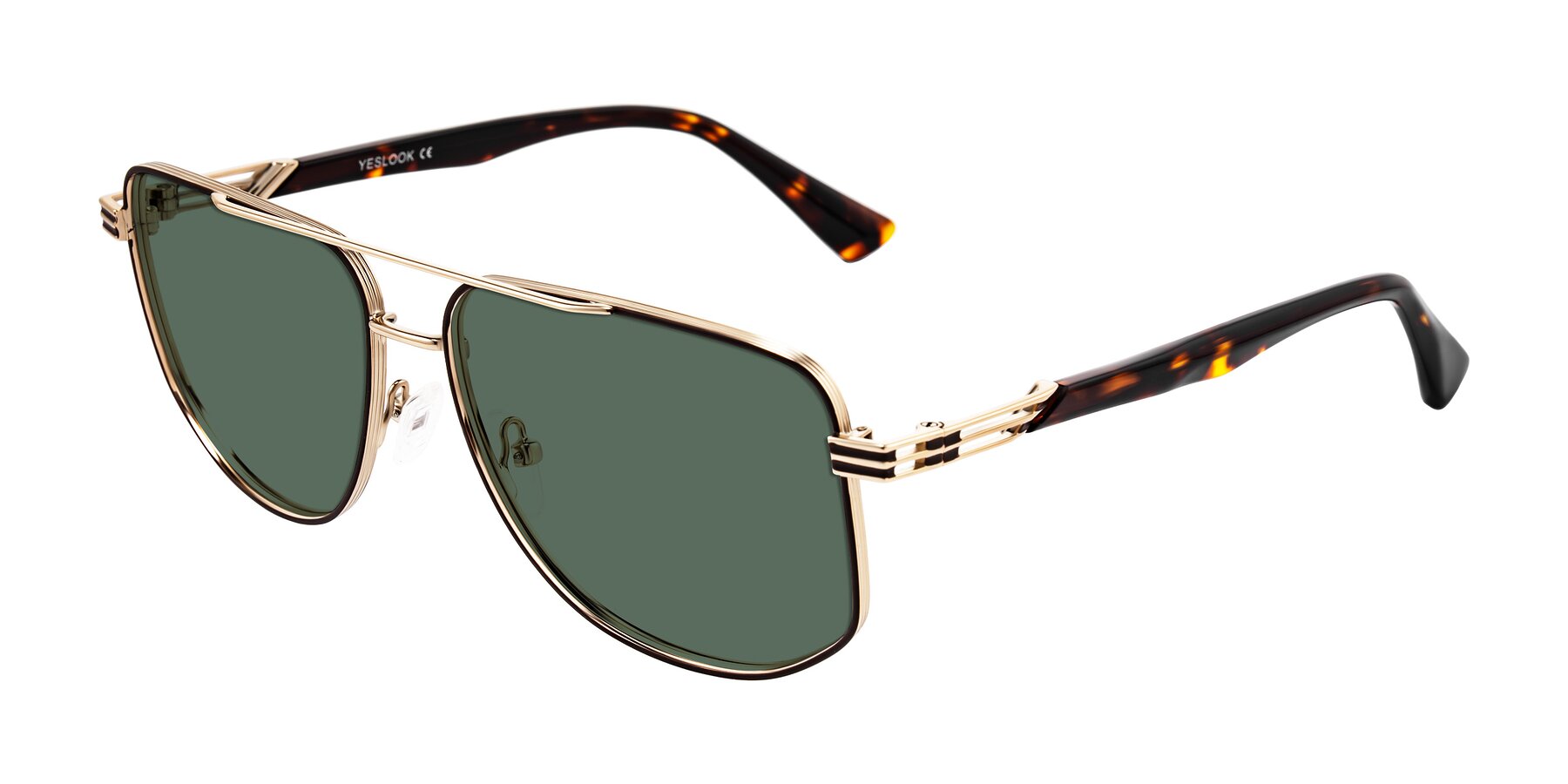 Angle of Lovonin in Gold/Tortoise with Green Polarized Lenses