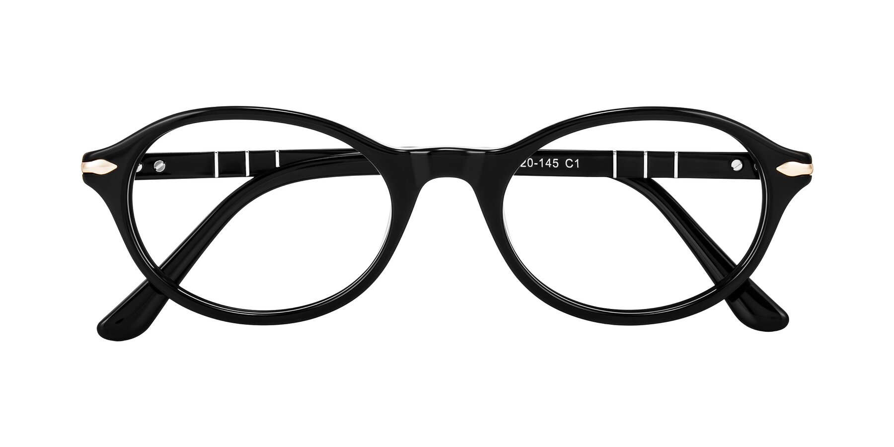 Folded Front of Sidriah in Black with Clear Reading Eyeglass Lenses
