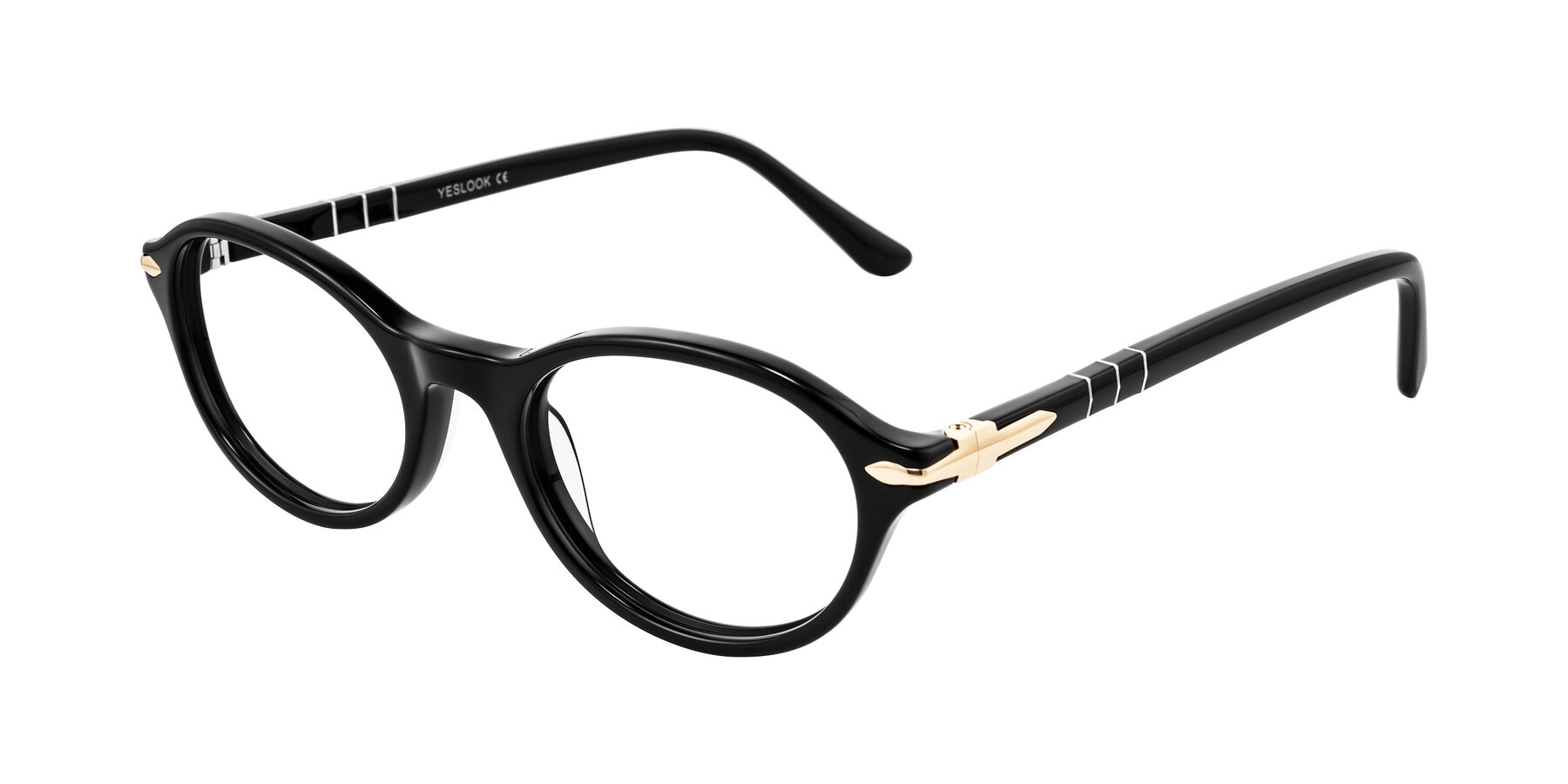 Angle of Sidriah in Black with Clear Reading Eyeglass Lenses