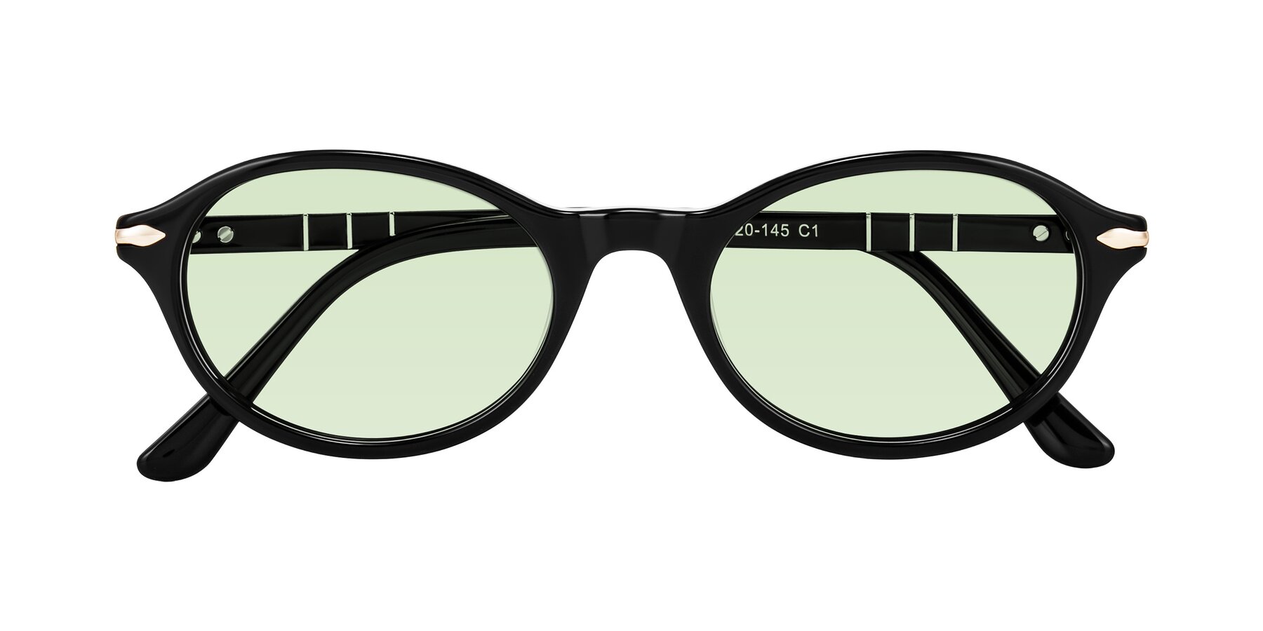 Folded Front of Sidriah in Black with Light Green Tinted Lenses