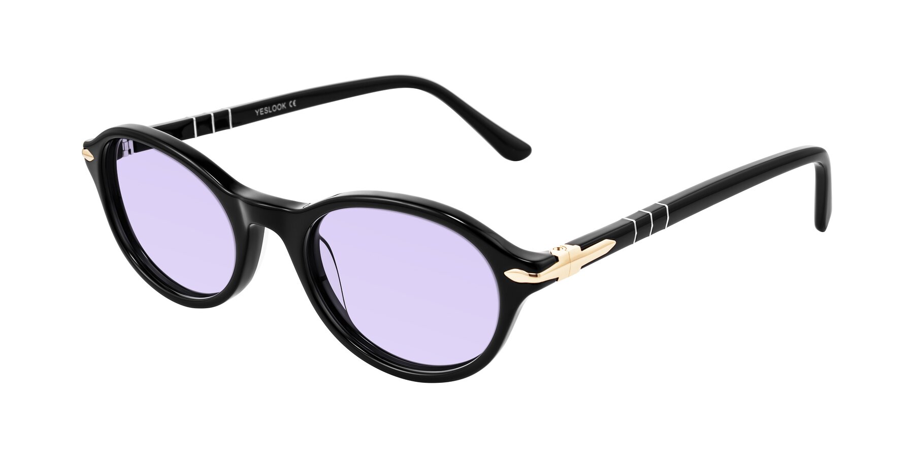 Angle of Sidriah in Black with Light Purple Tinted Lenses