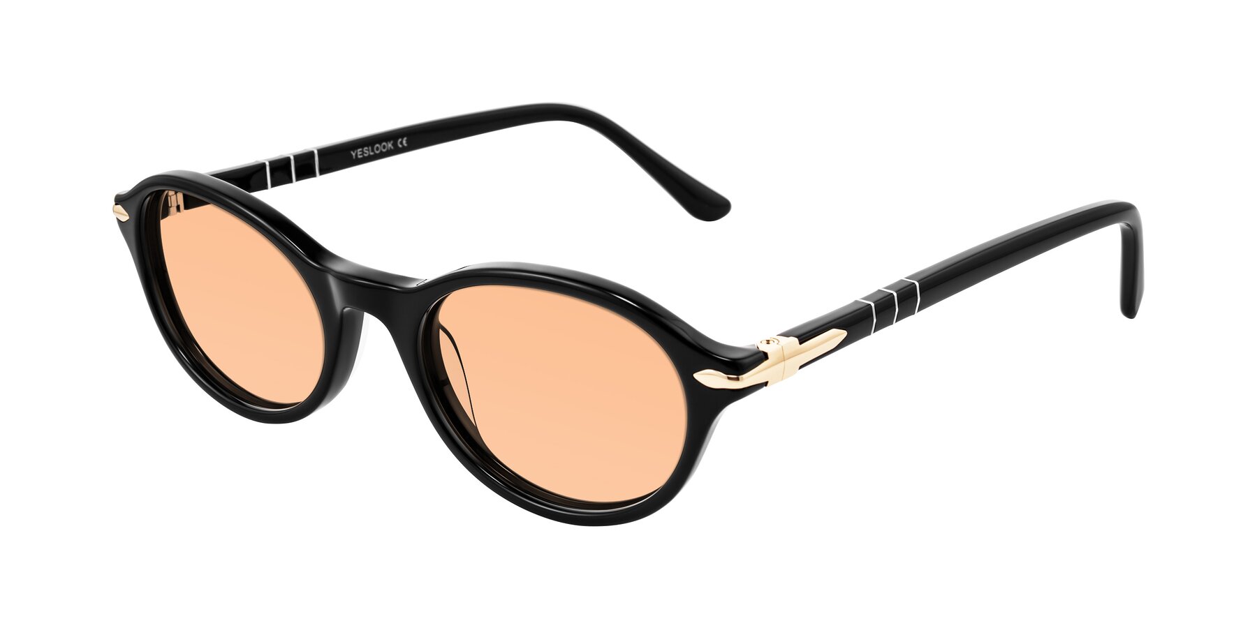 Angle of Sidriah in Black with Light Orange Tinted Lenses