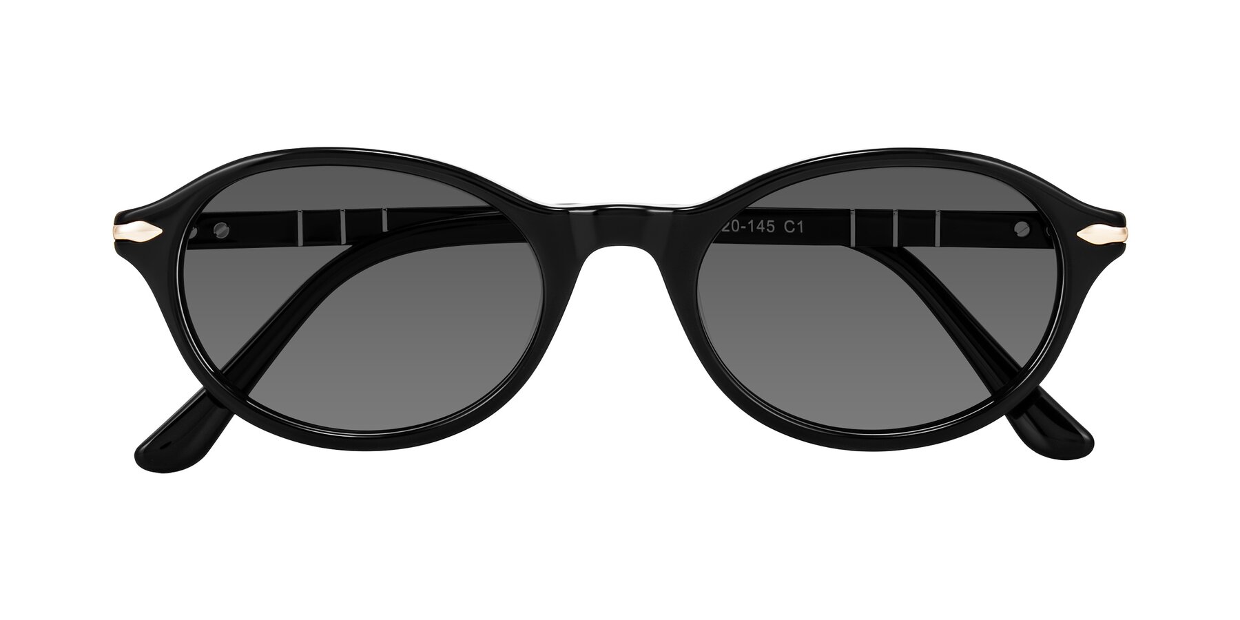 Folded Front of Sidriah in Black with Medium Gray Tinted Lenses