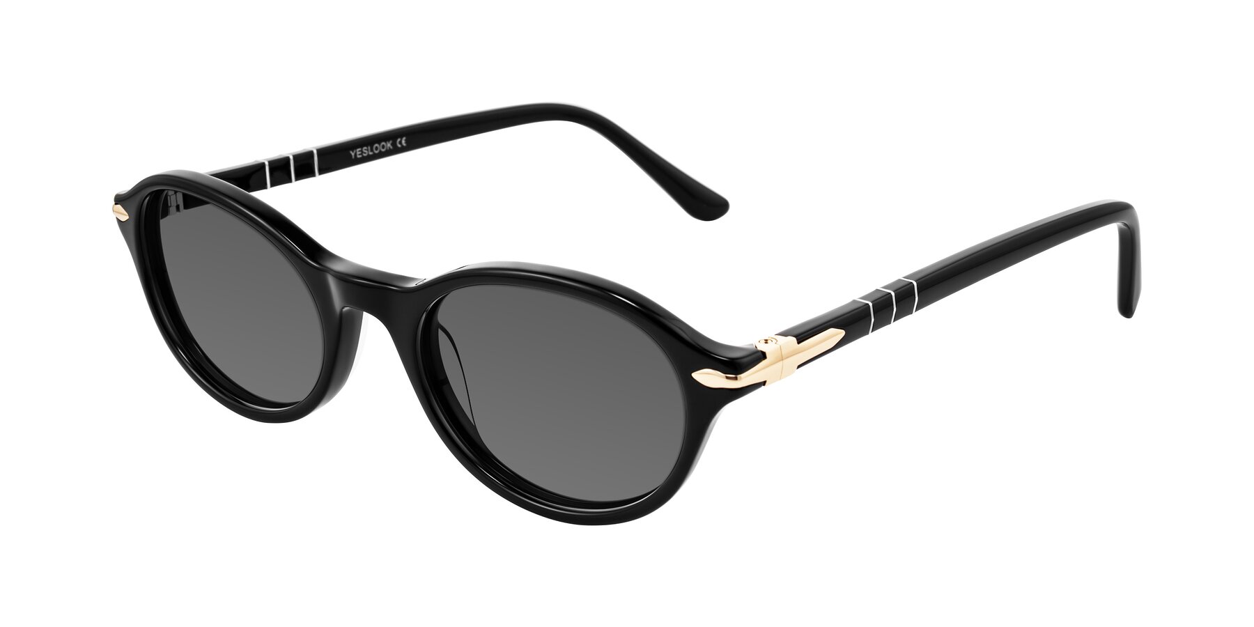 Angle of Sidriah in Black with Medium Gray Tinted Lenses