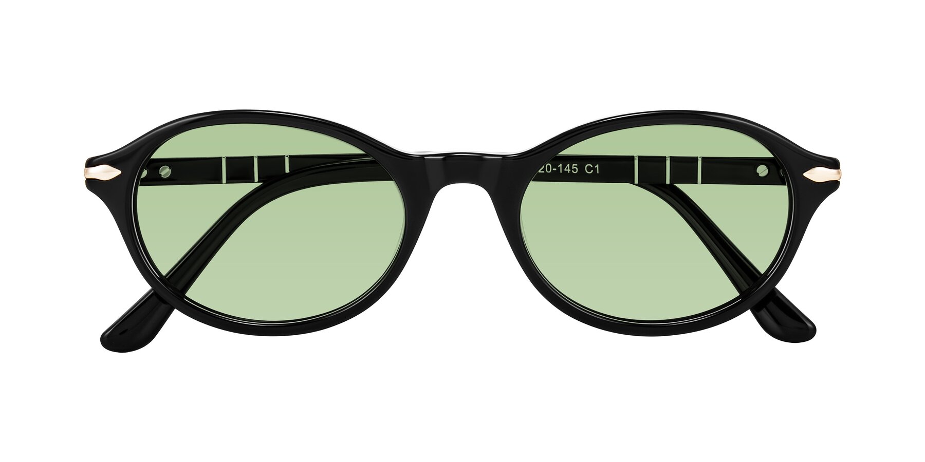 Folded Front of Sidriah in Black with Medium Green Tinted Lenses