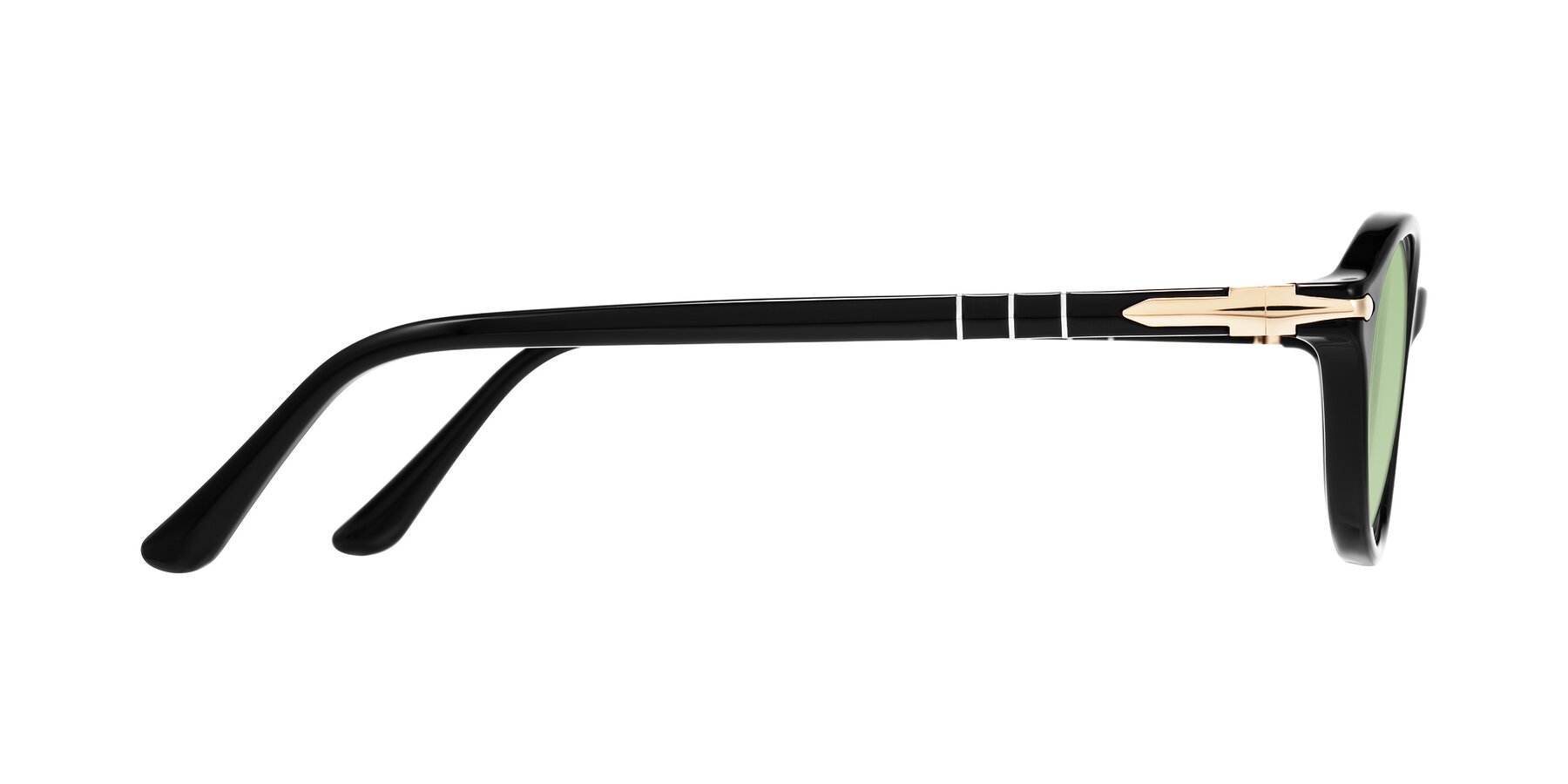 Side of Sidriah in Black with Medium Green Tinted Lenses